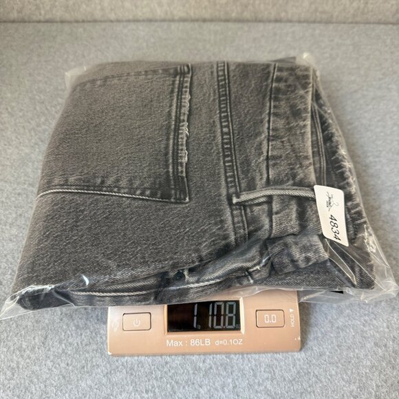 Good American Jeans Denim Straight Twist Slit Gray Black Womens Size 12 / 31 - Picture 13 of 14